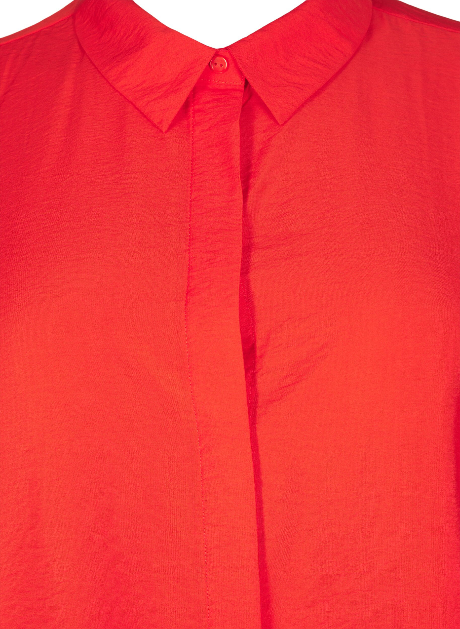 Zizzi Blouse met 3/4 mouwen en bloemenborduursel, Flame Scarlet, Packshot image number 2