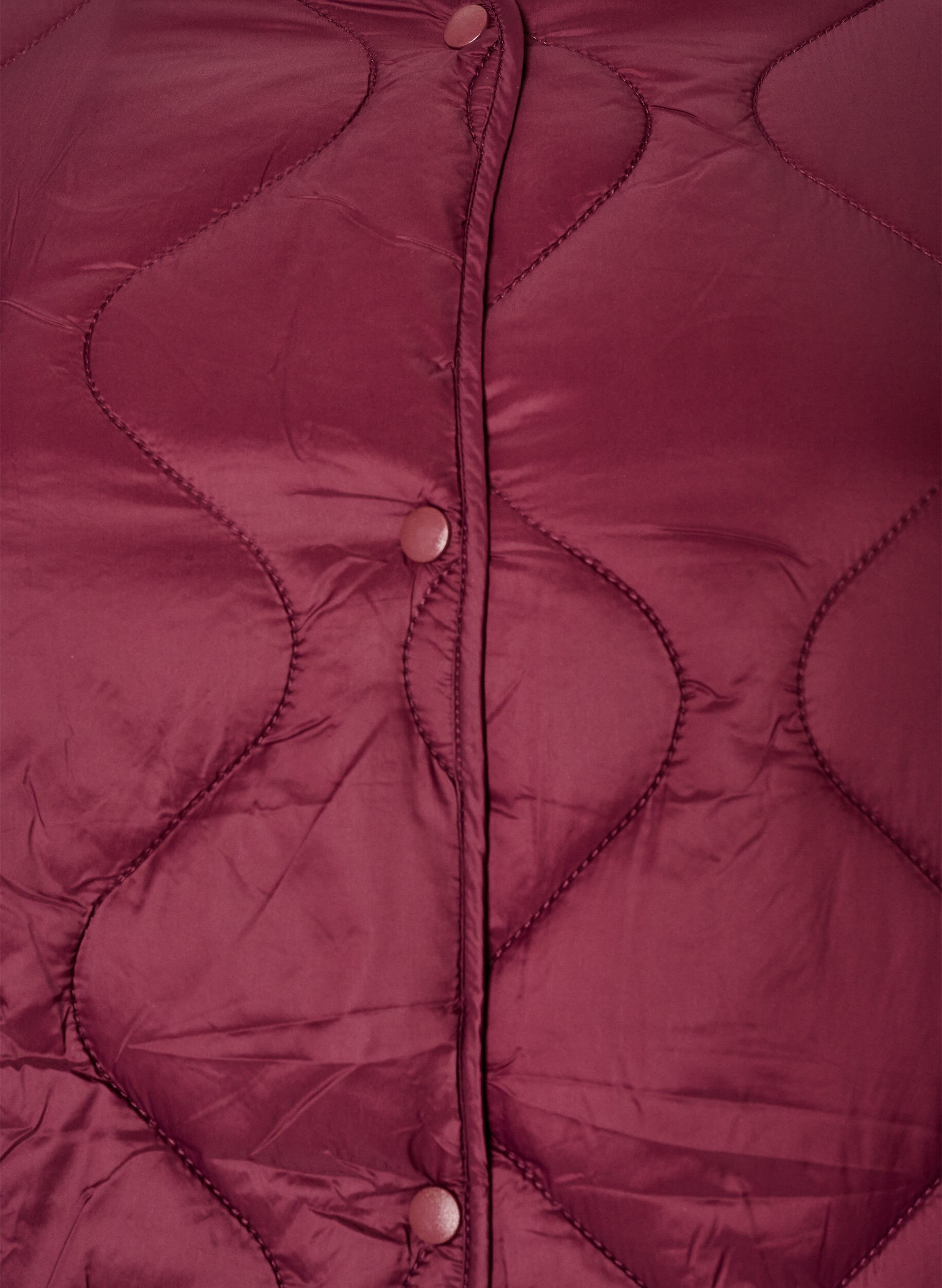 ZizziDoorgestikte jas met drukknopen en ronde hals, Donker Bordeaux, Packshot image number 2
