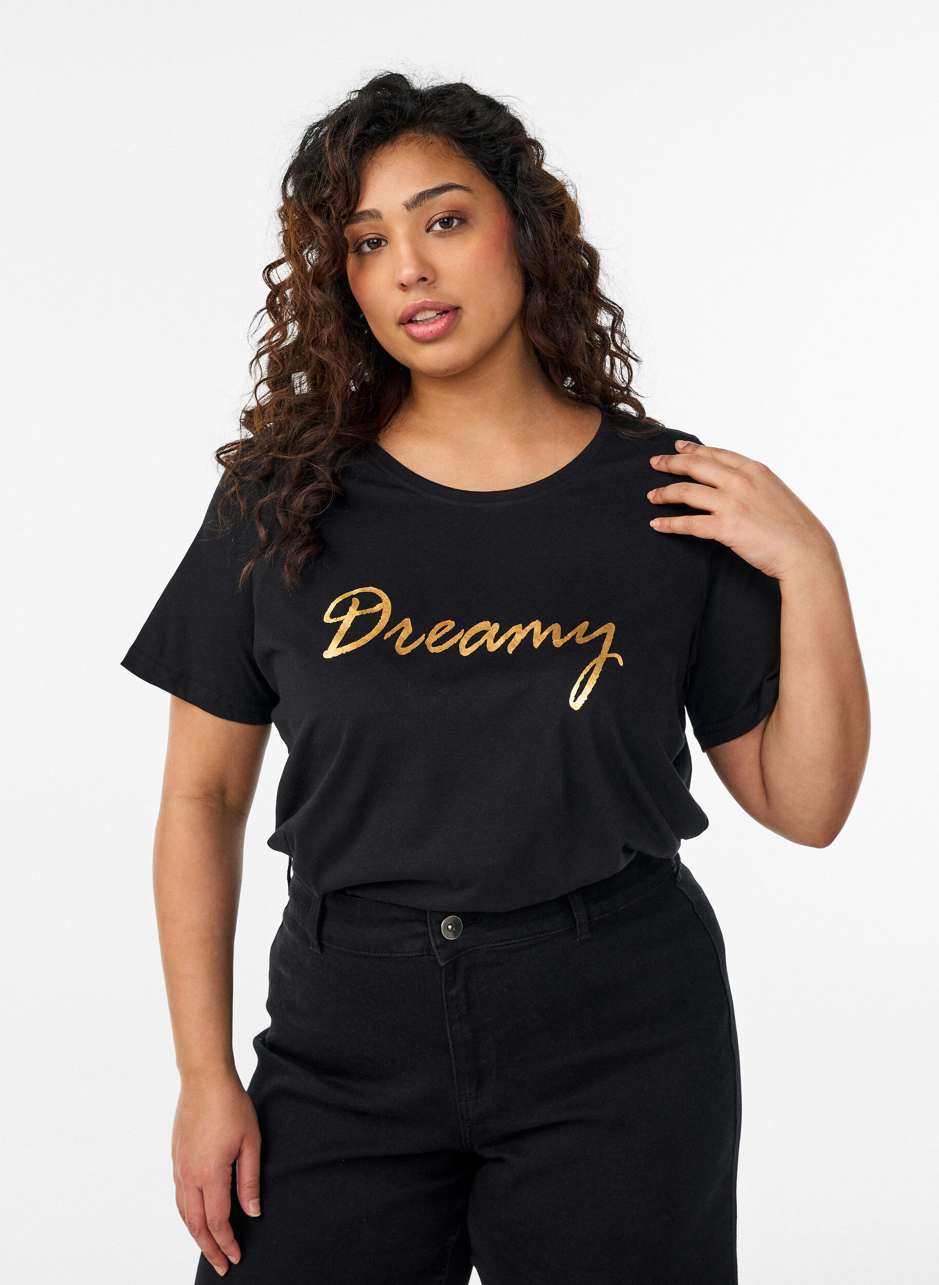 Zizzi FLASH - T-shirt met print, Zwart, Model image number 0