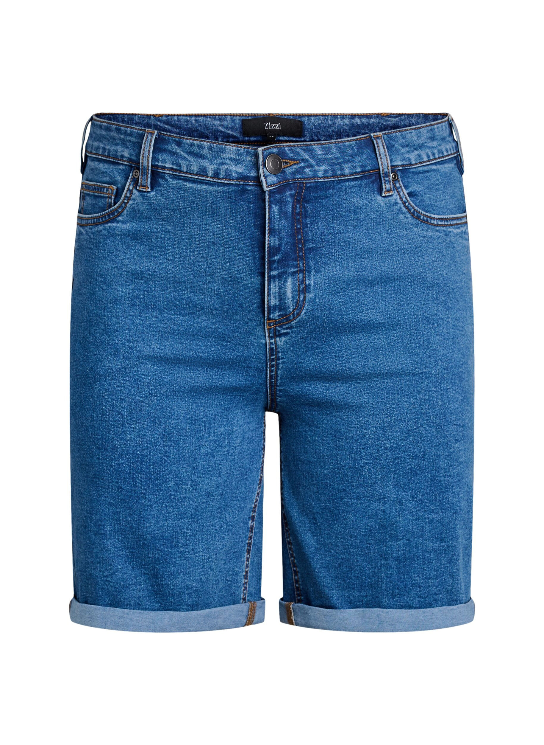 Strakzittende denim shorts met een hoge taille