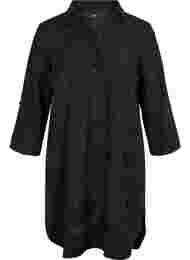 Fluwelen jurk met 3/4 mouwen en knopen, Black