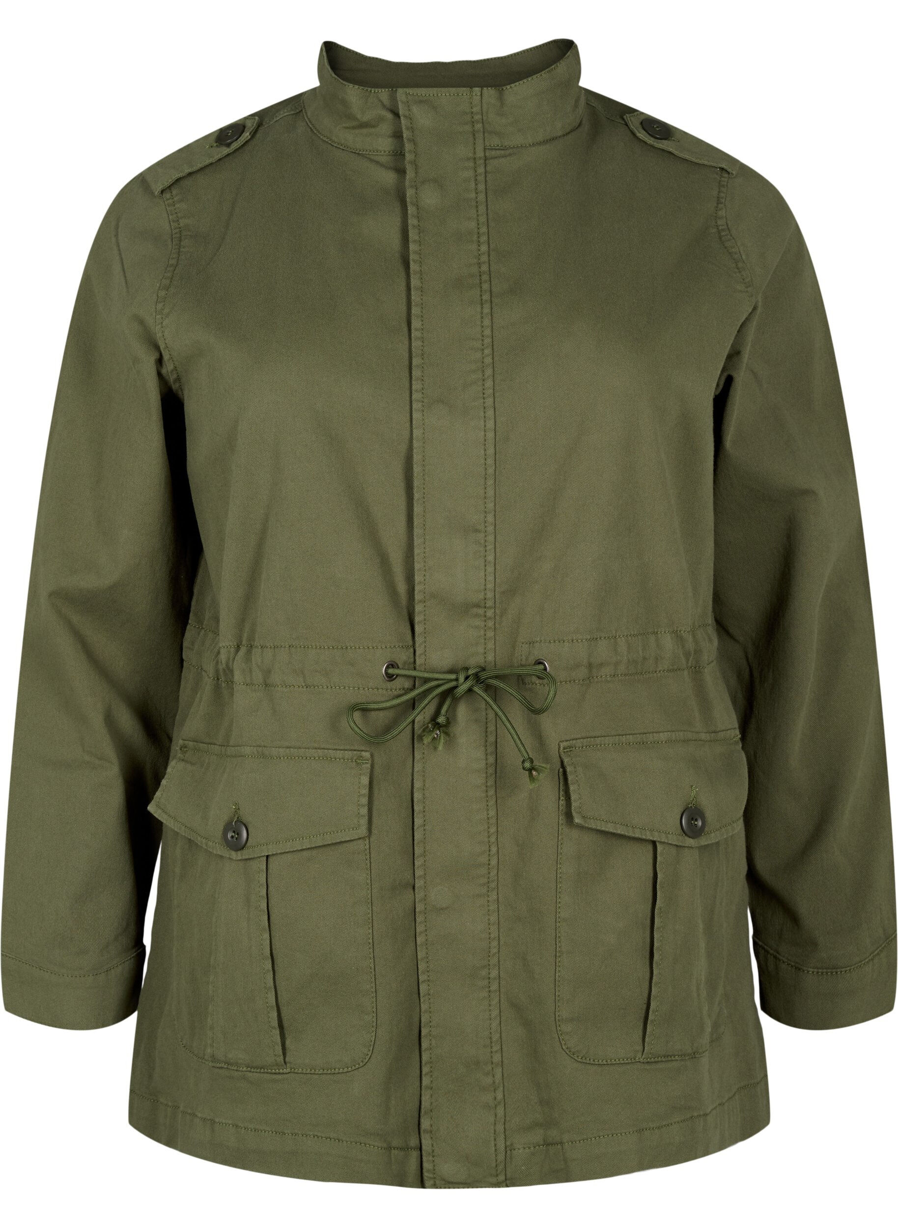 Zizzi Canvas jacket met zakken, Thyme, Packshot image number 0