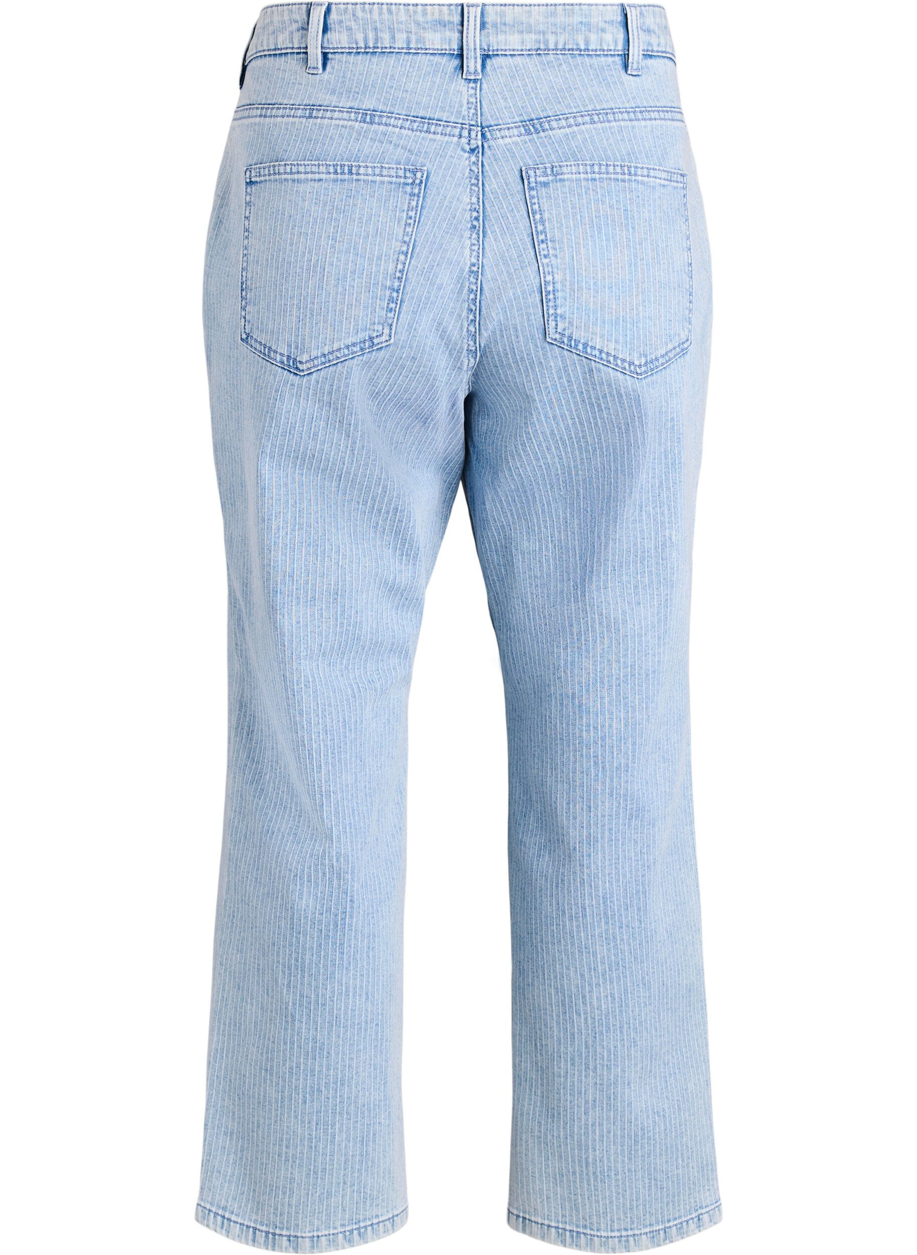 Zizzi Pinstripe Kiana jeans met straight-fit, Blauw, Packshot image number 1