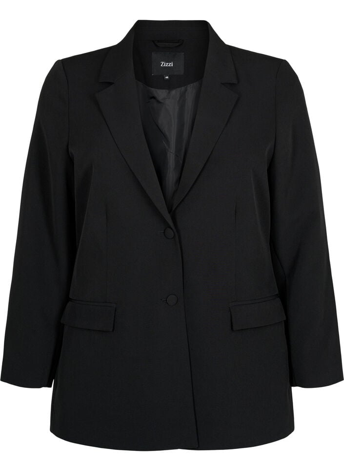 Klassieke blazer met knoopsluiting, Zwart, Packshot image number 0
