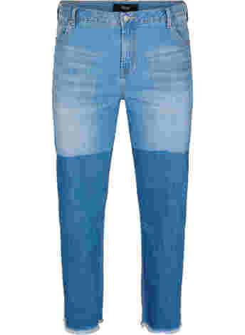 Cropped jeans met contrast