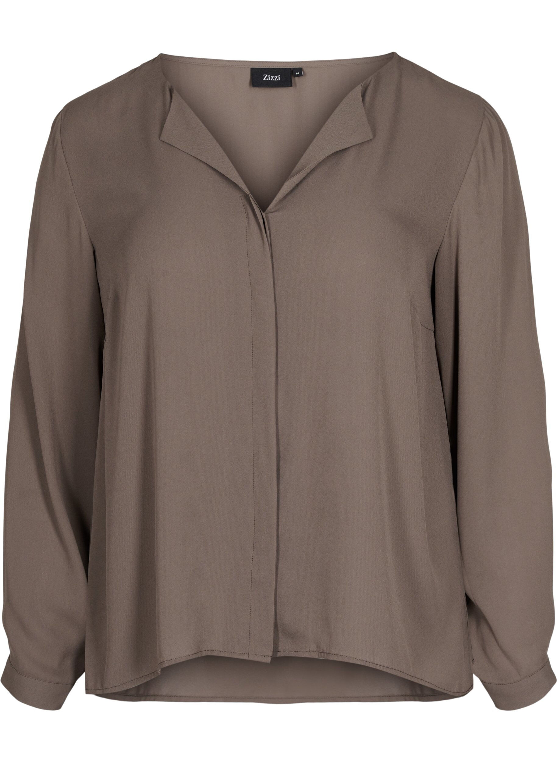 Zizzi Effen kleur overhemd met v-hals, Falcon, Packshot image number 0