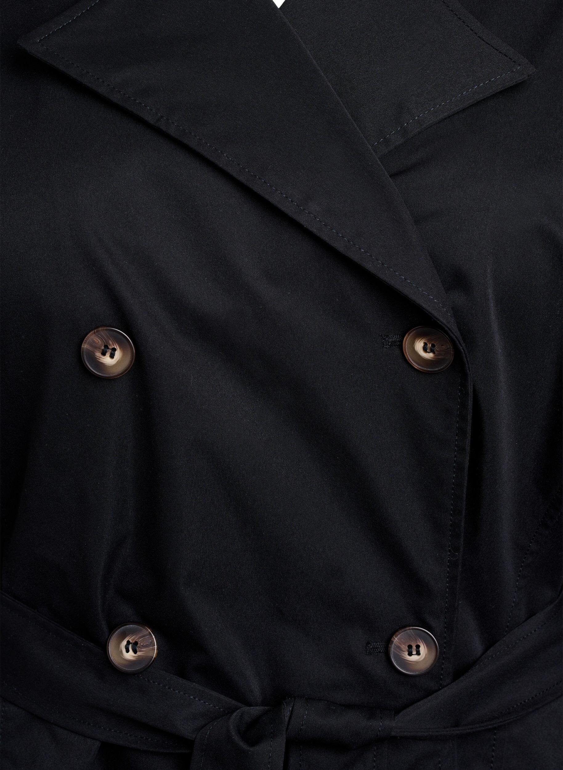 Zizzi Halflange trenchcoat met ceintuur, Black, Packshot image number 2