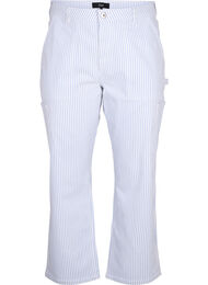 Gestreepte cargo jeans met rechte pasvorm, Blue White Stripe