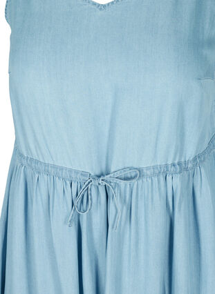 Midi-jurk met smokwerk en verstelbare taille, Light blue denim, Packshot image number 2