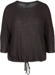 Gemêleerde blouse met verstelbare onderkant, Dark Grey Melange