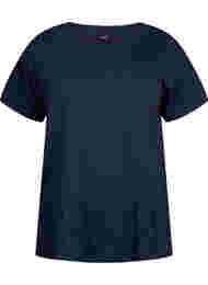 T-shirt in katoen met anglaise borduurwerk, Navy Blazer