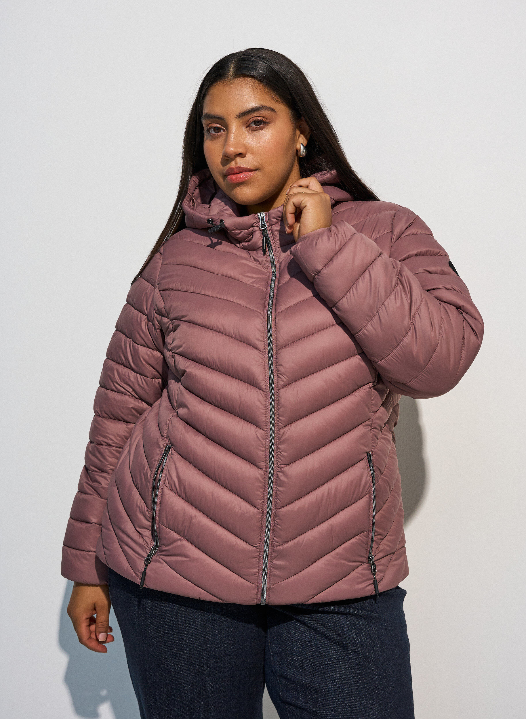 ZizziLichtgewicht jas met capuchon, Roze, Model image number 0