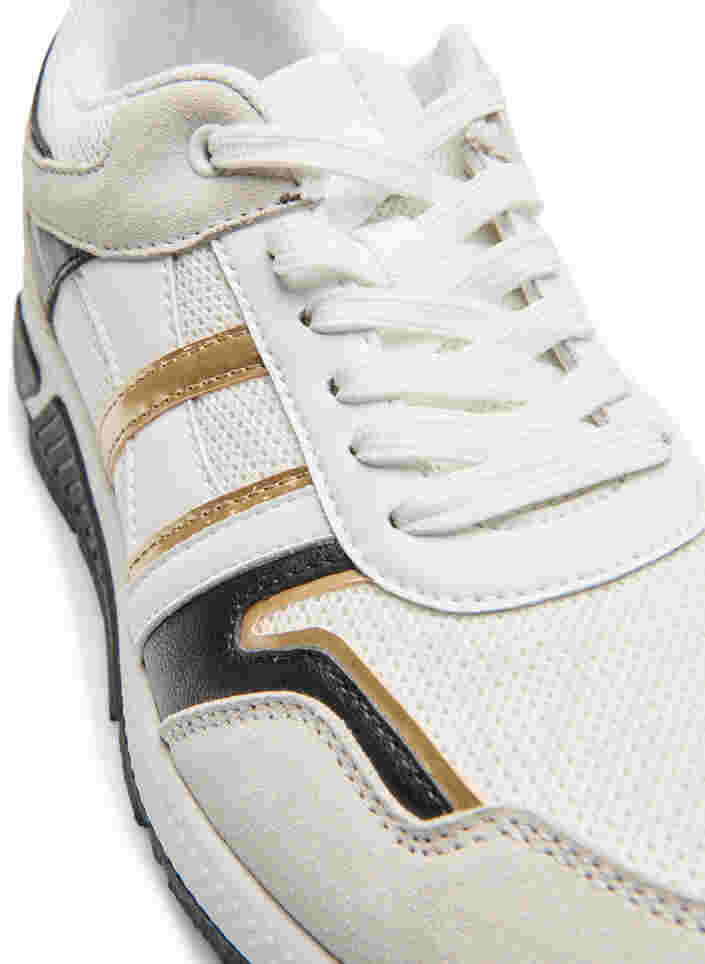 Sneakers met wijde pasvorm, White/Gold, Packshot image number 3
