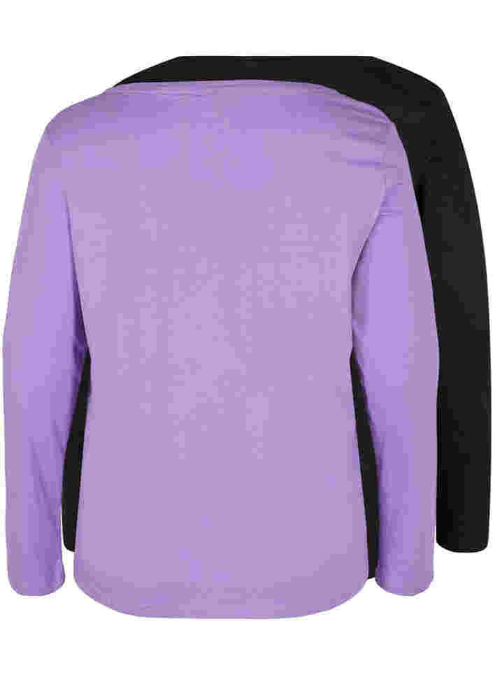 Set van 2 basic tops in katoen , Paisley Purple/Black, Packshot image number 1