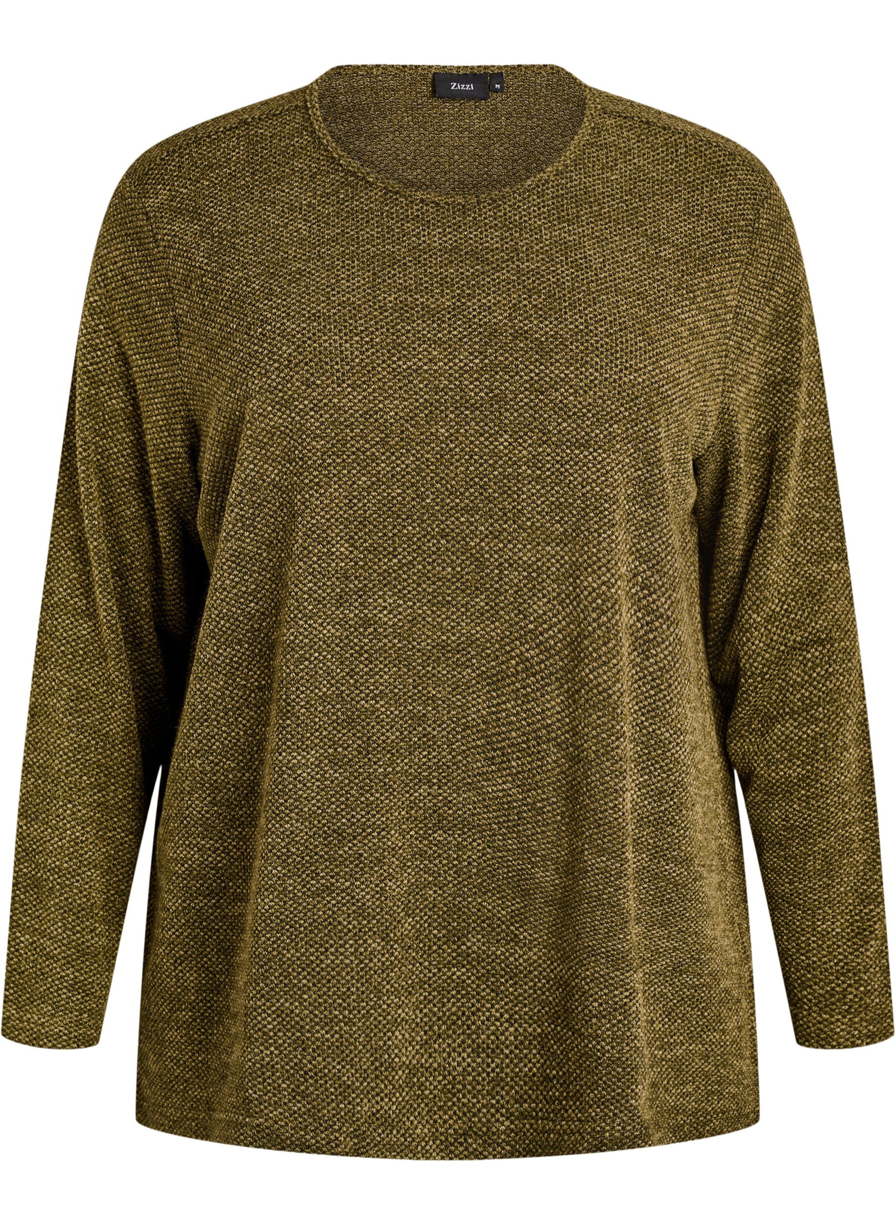 ZizziBlouse met lange mouwen en structuur, Groen, Packshot image number 0