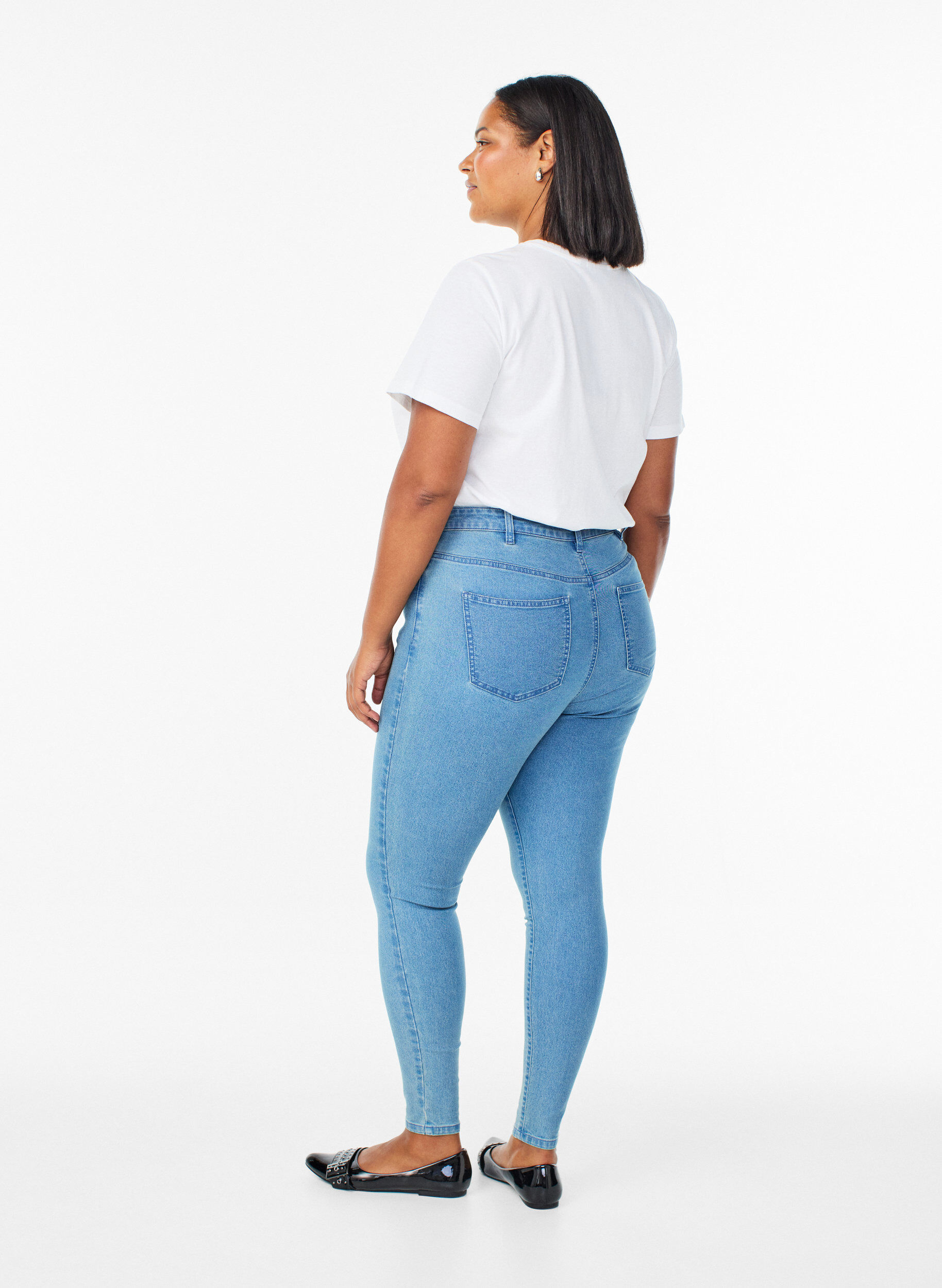 Zizzi Amy super slim fit jeans met hoge taille, Blauw, Model image number 1