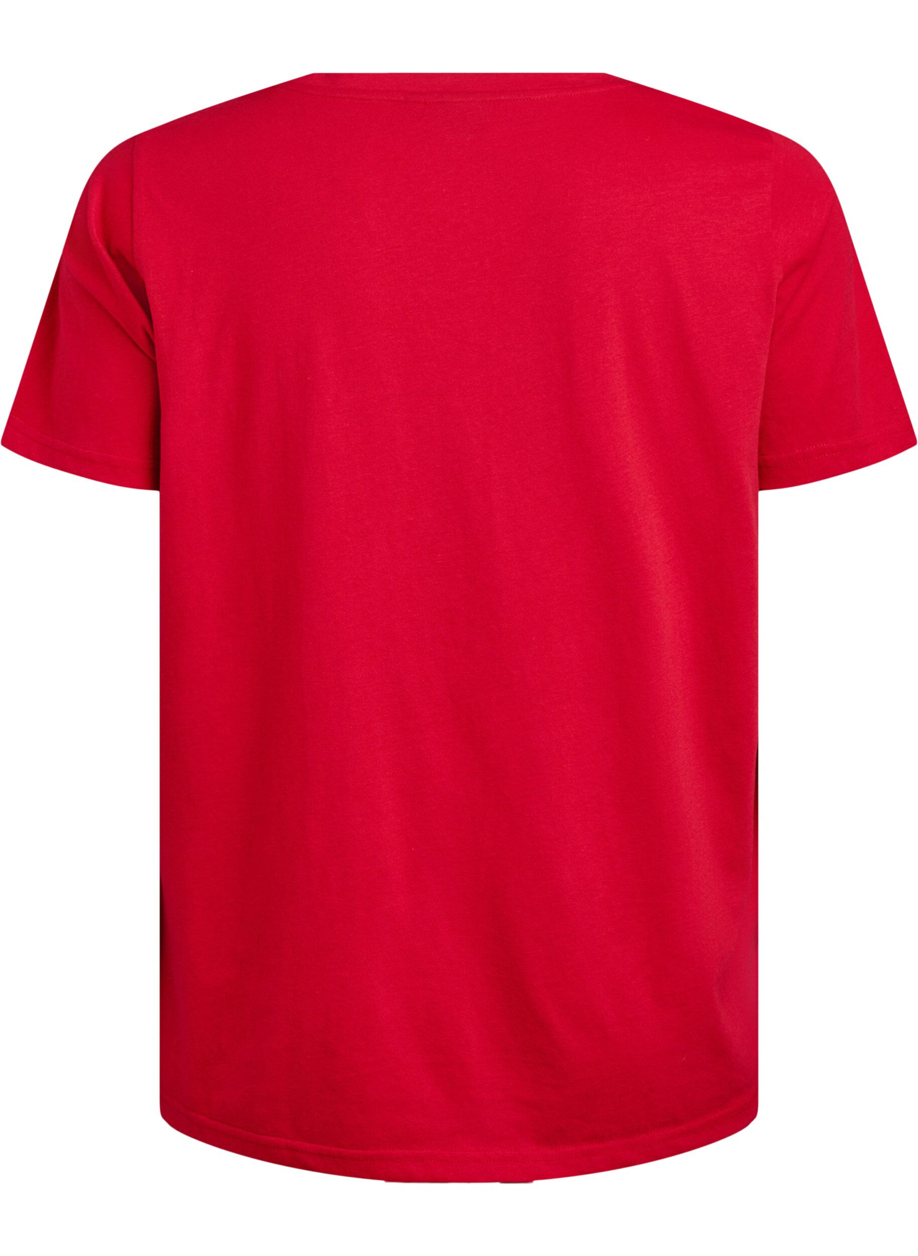Zizzi FLASH - T-shirt met V-hals, Rood, Packshot image number 1