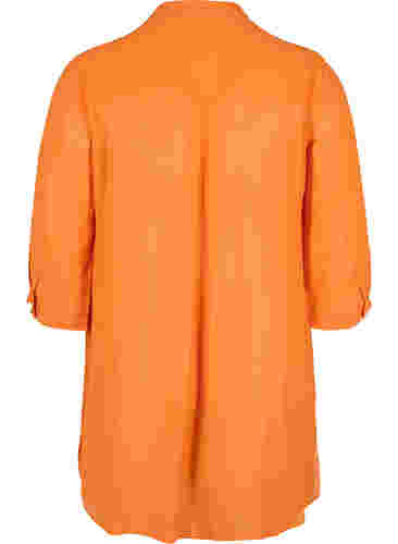 Lange viscose blouse met 3/4 mouwen, Orange Peel, Packshot image number 1