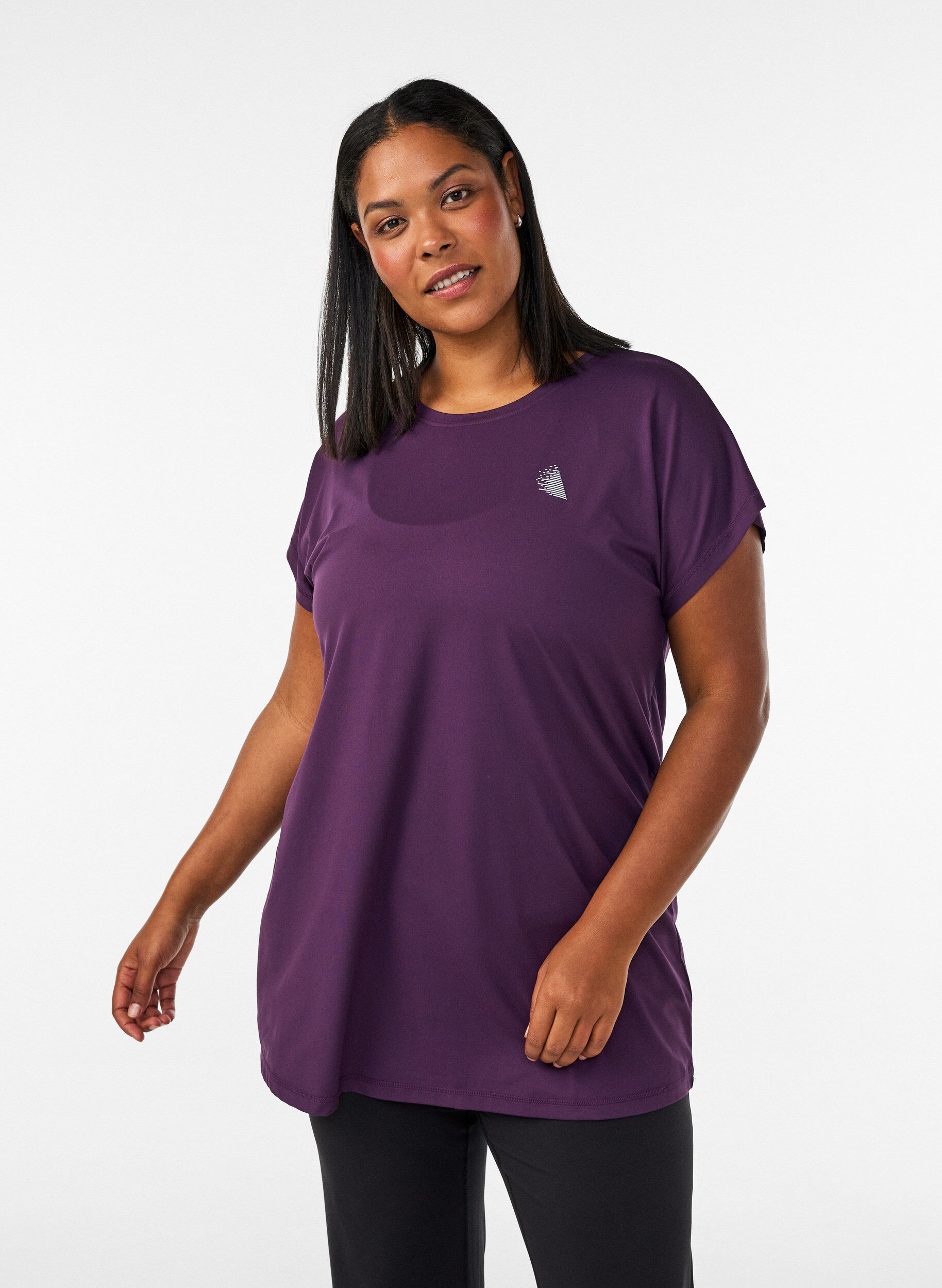 Lang workout T-shirt, Paars, Model