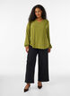 Viscose blouse met V-hals en lange mouwen, Groen, Model image number 1