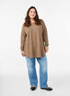 Lange gebreide blouse met balknopen, Bruin, Model image number 1
