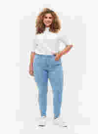 Super slim Amy jeans met hoge taille, Ex Lt Blue, Model