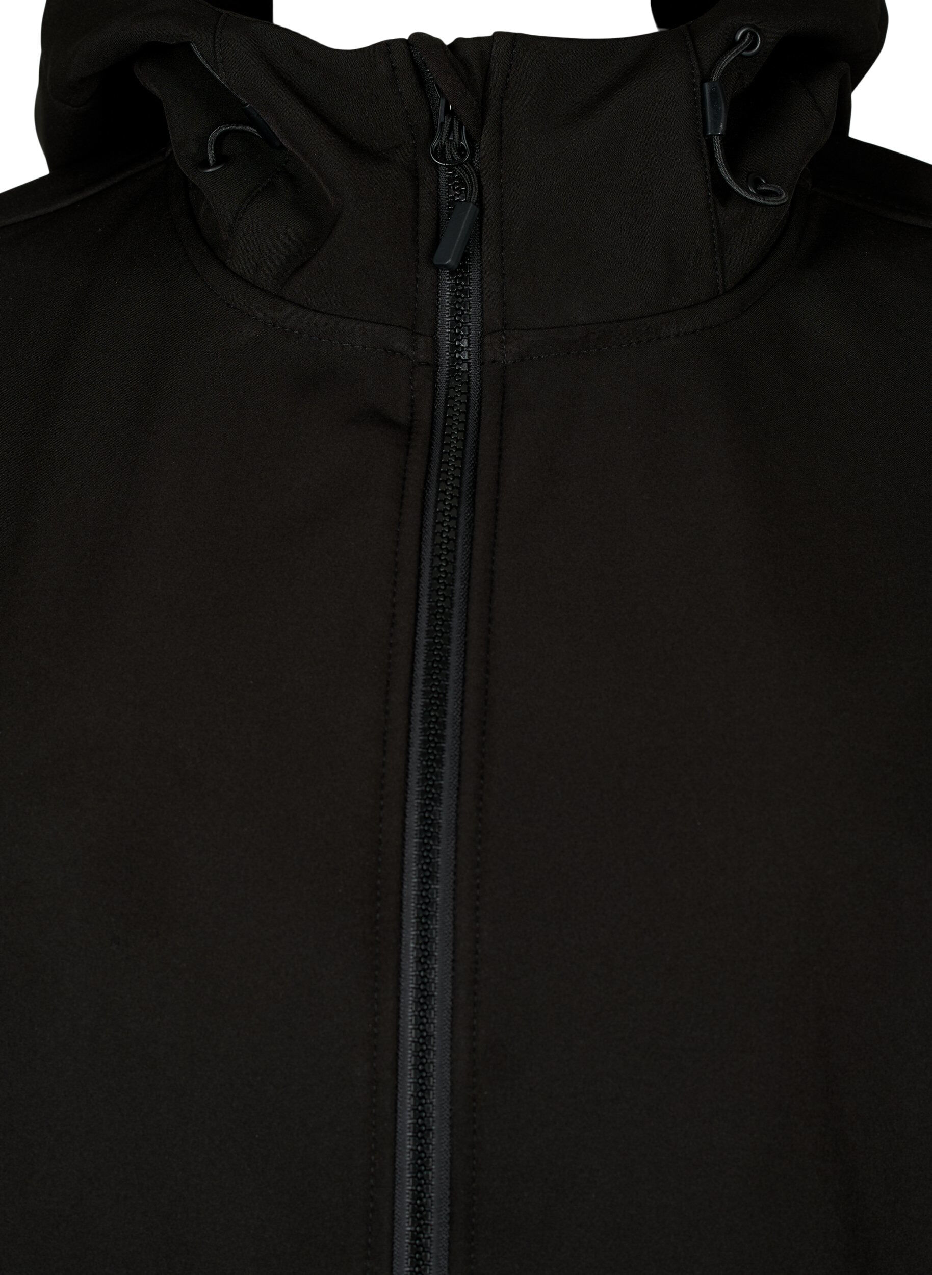 Zizzi Korte softshell jas met zakken, Black, Packshot image number 2
