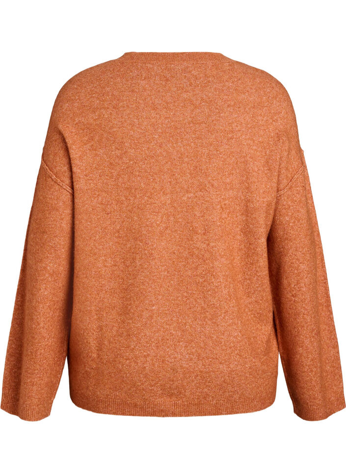 Losvallende gebreide trui met opvallende naden, Oranje, Packshot image number 1