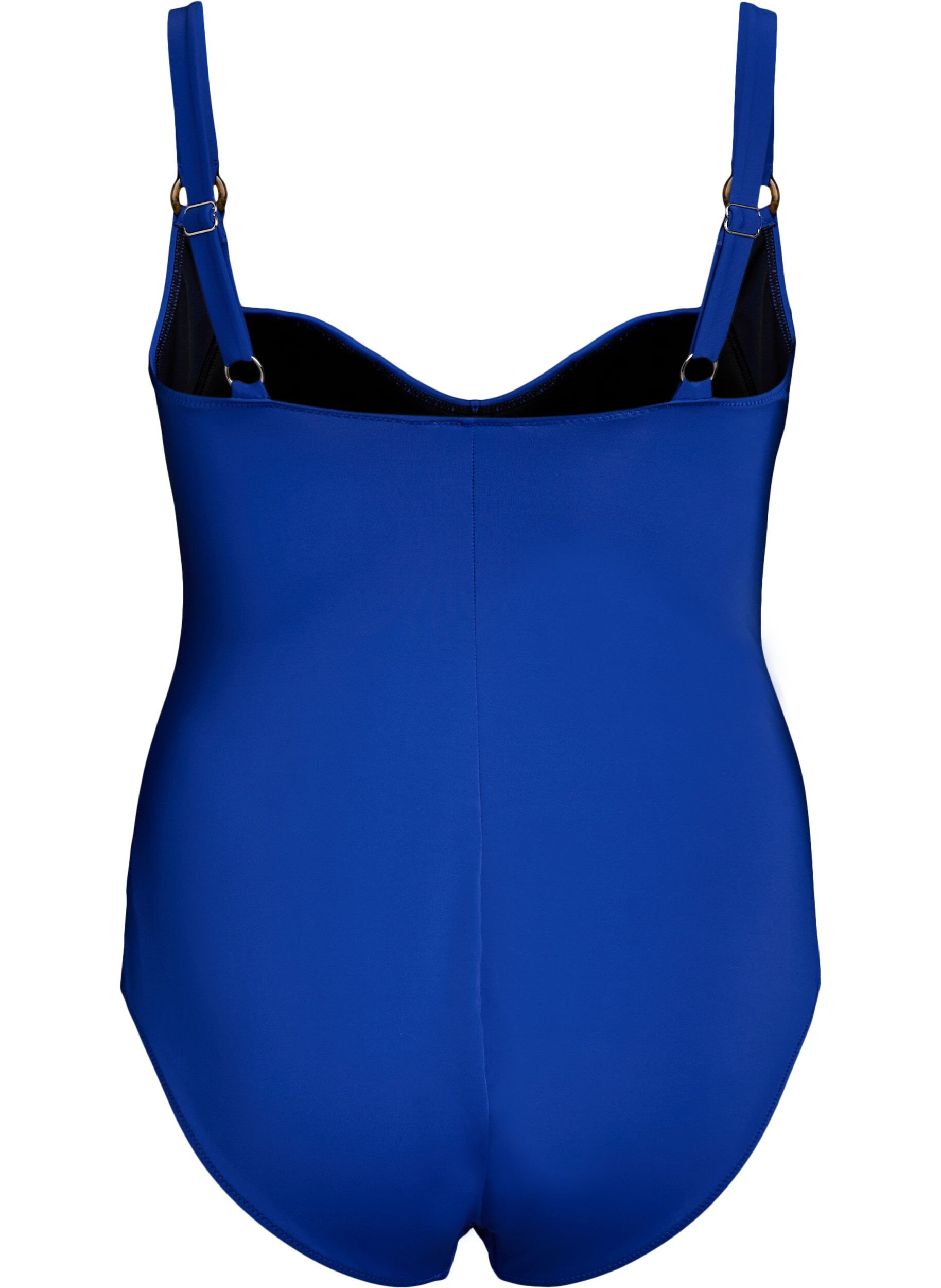 ZizziGewatteerd badpak met draperie, Blauw, Packshot image number 1