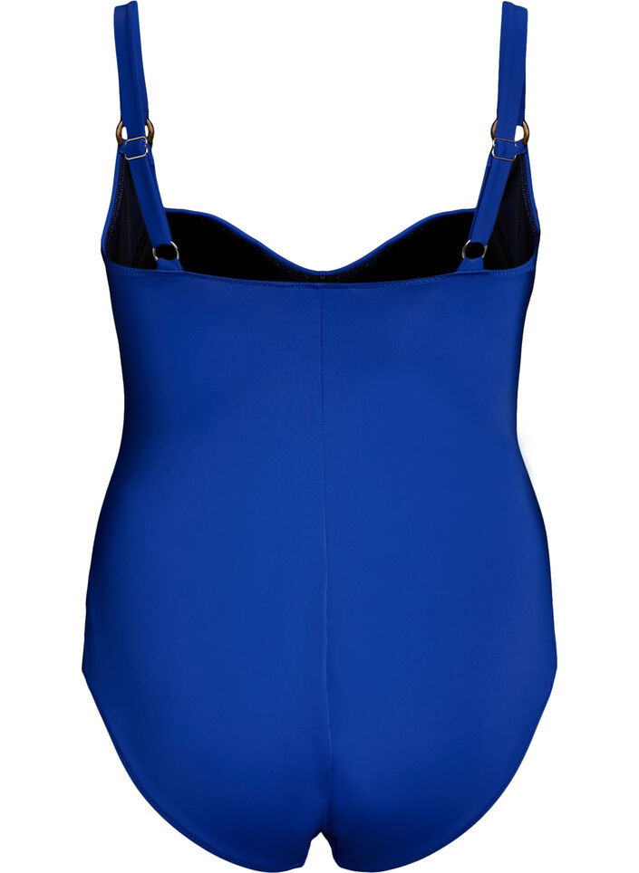Gewatteerd badpak met draperie, Blauw, Packshot image number 1
