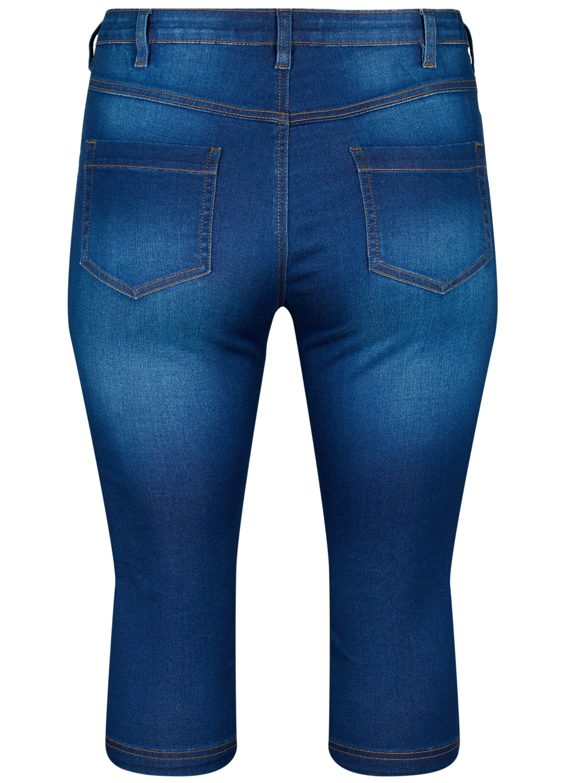 Zizzi Amy capri jeans met hoge taille en super strakke pasvorm, Blauw, Packshot image number 1