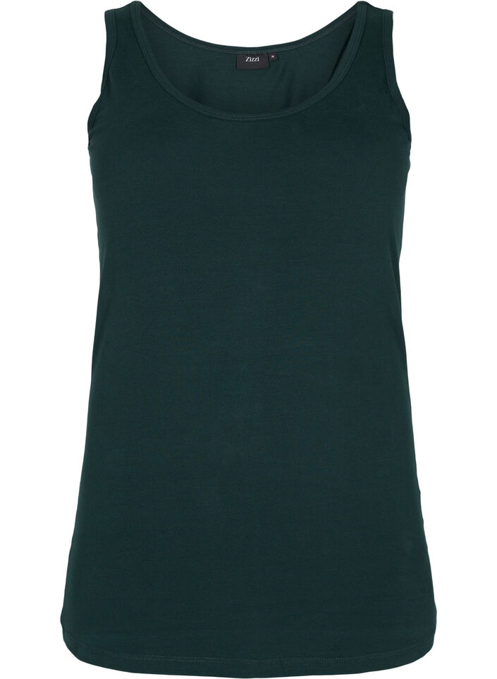 Effen gekleurd basic top in katoen, Groen, Packshot image number 0