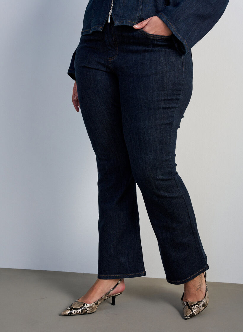 Ellen bootcut jeans met hoge taille, Blauw, Model image number 2