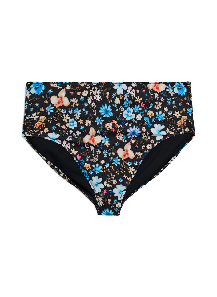 Hoog getailleerde bloemrijke bikini broekjes, Blauw, Packshot image number 0