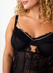 Mesh bodystocking met kant en afneembare ketting, Black, Model image number 2