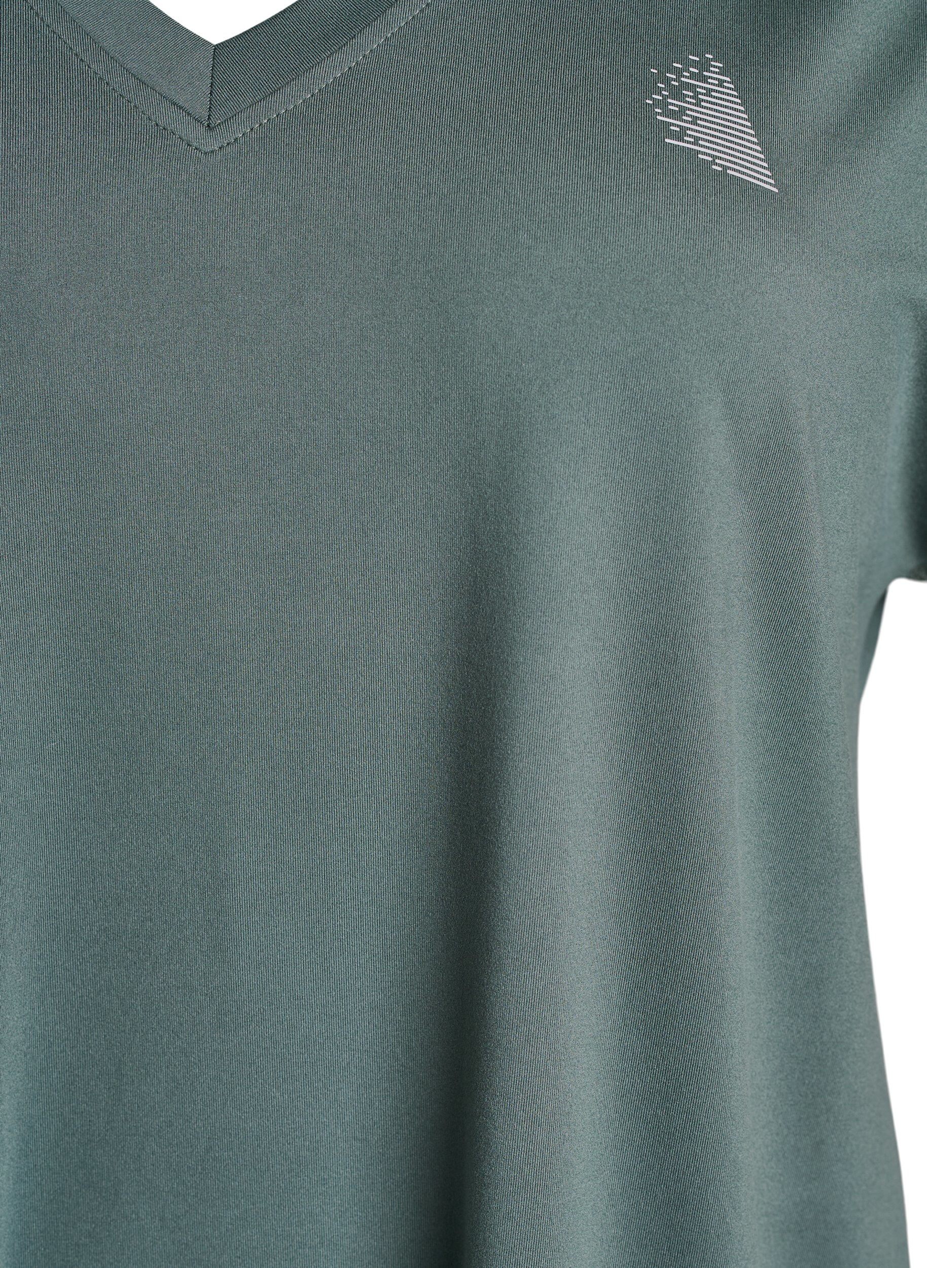 ZizziLosvallend sport T-shirt met V-hals, Groen, Packshot image number 2