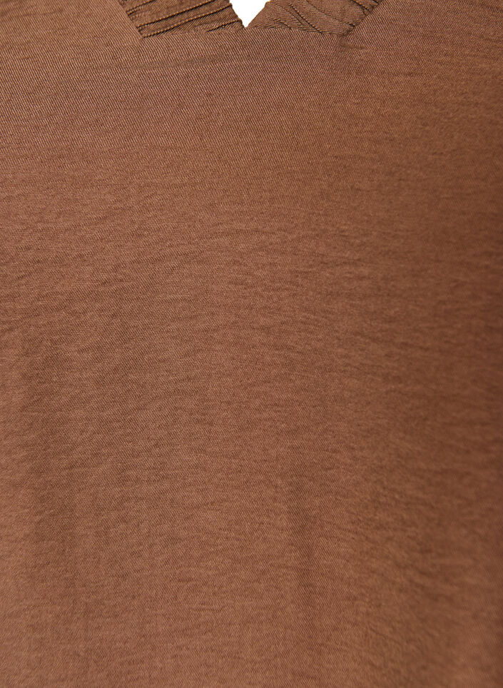 Tunic met ballonnenmouwen en een V-hals, Bruin, Packshot image number 2