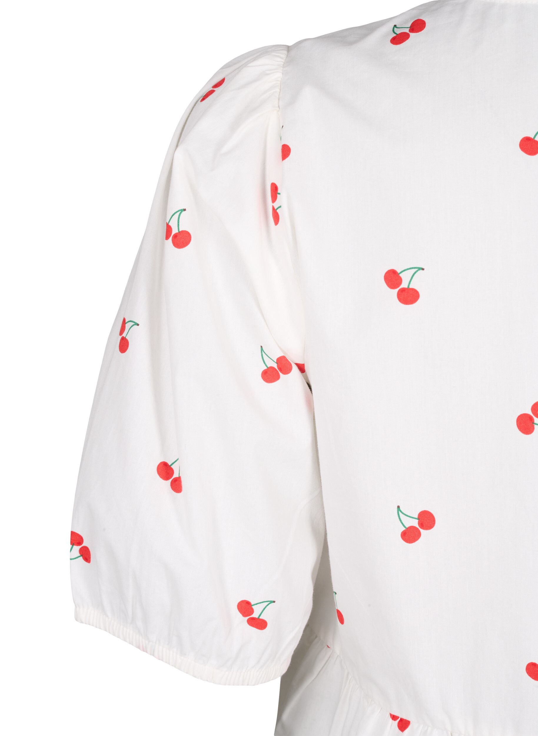 Zizzi Jurk met kersenprint en A-vorm, B. White/Cherry, Packshot image number 3