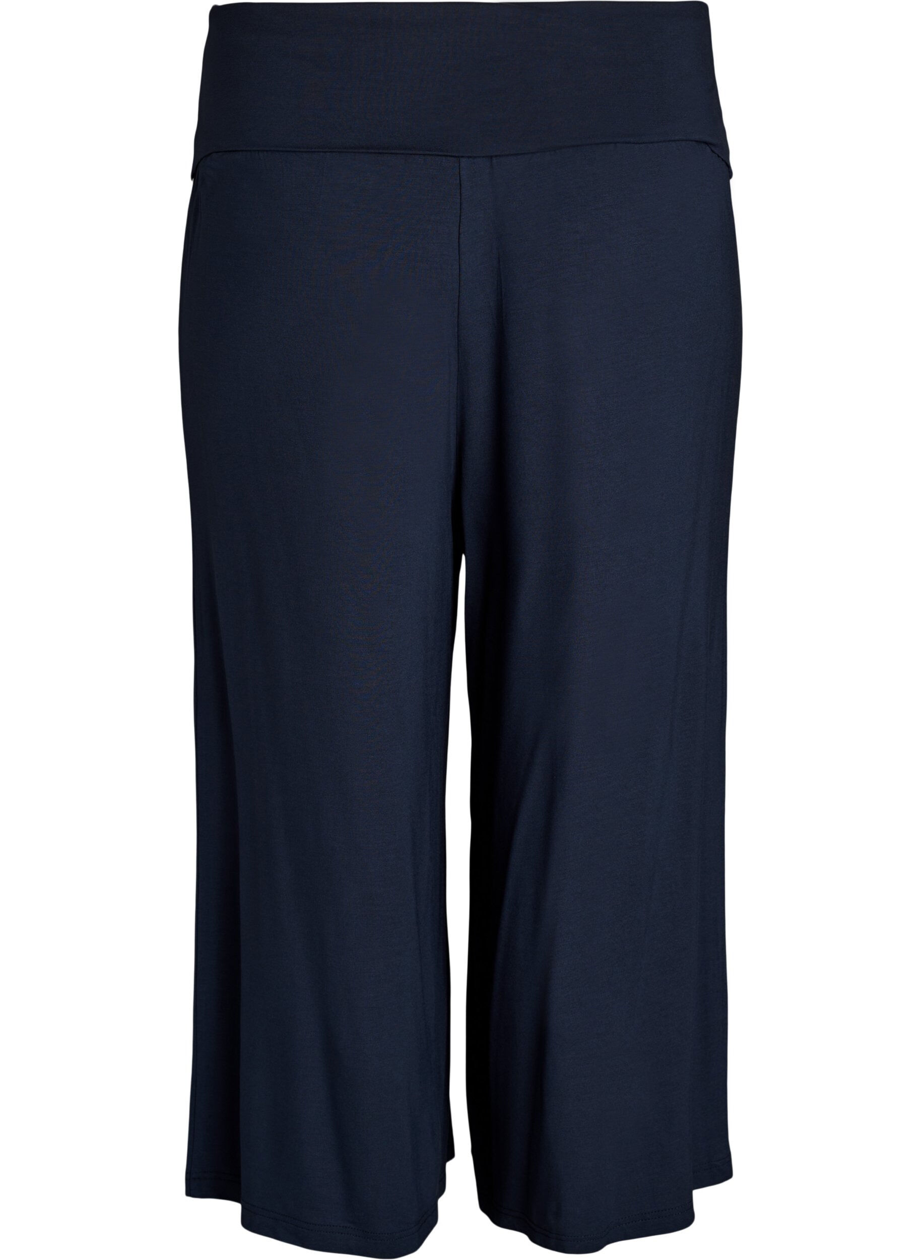 Zizzi Jersey culotte broek met hoge taille, Blauw, Packshot image number 1