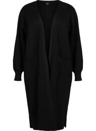 Lang gebreid vest met zakken, Black