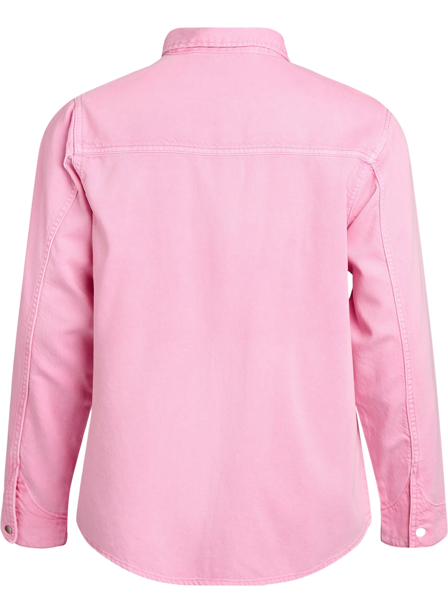 Zizzi Spijkerblouse met borstzakken, Roze, Packshot image number 1