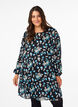 Korte jurk met print en een ronde hals, Black Blue Fl. AOP, Model image number 0