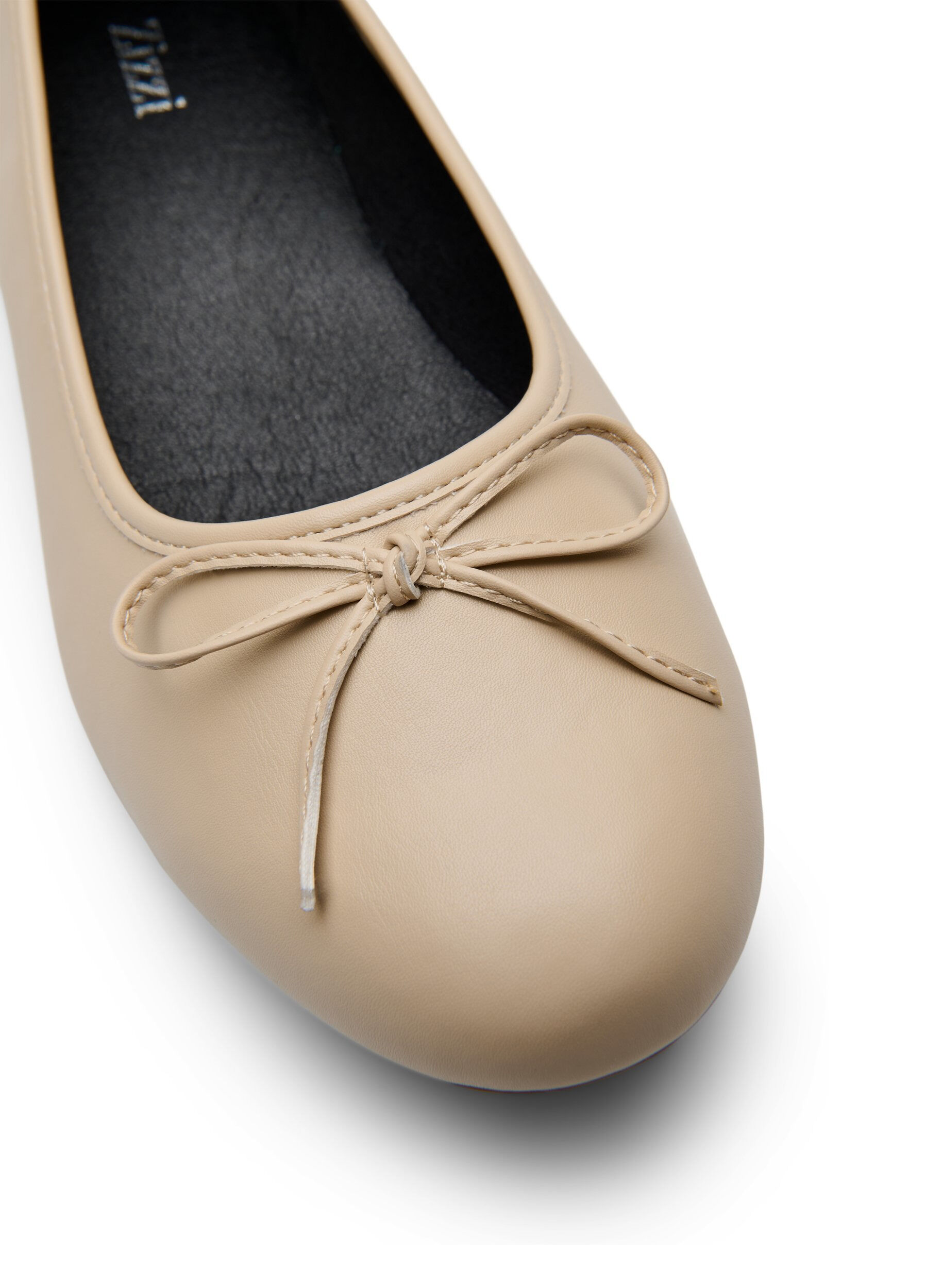 Zizzi Wide fit - Ballerina met strikje, Beige, Packshot image number 3