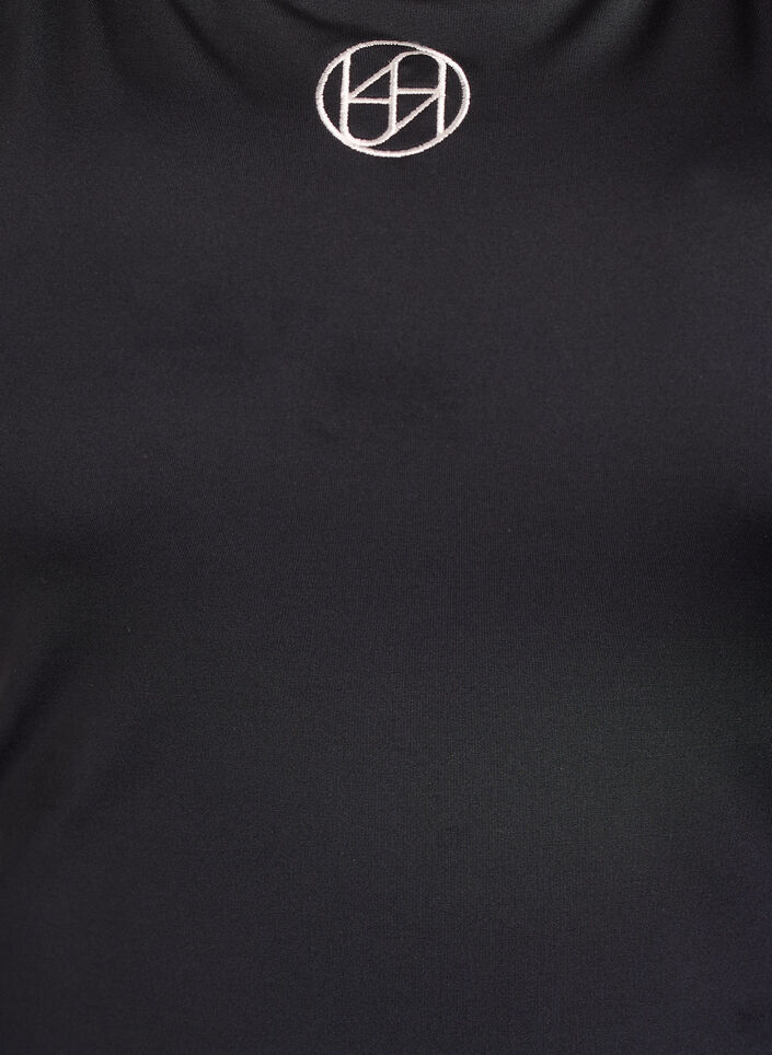 Sportbadpak met contrastbies en gekruiste bandjes, Zwart, Packshot image number 2