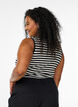 Gestreepte tanktop met een ribstructuur, Zwart, Model image number 2