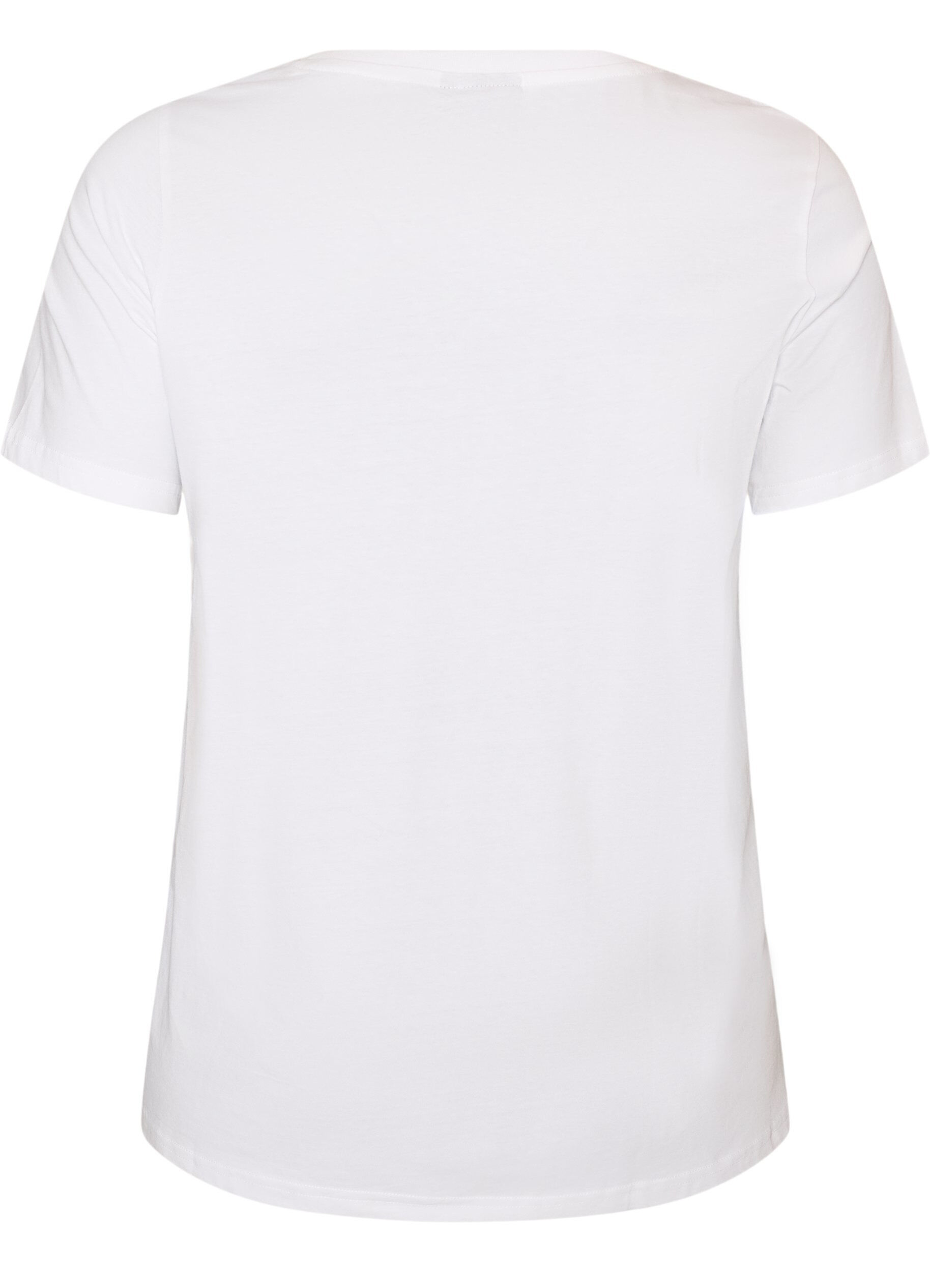 ZizziT-shirt van biologisch katoen met decoratief motief, Wit, Packshot image number 1