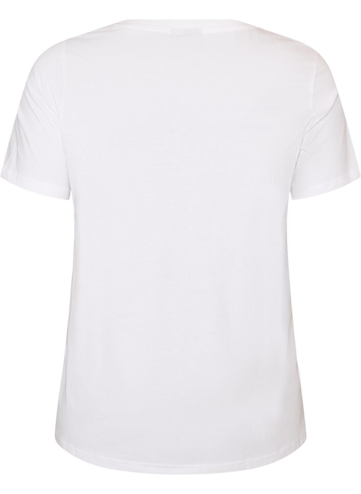 T-shirt van biologisch katoen met decoratief motief, Wit, Packshot image number 1