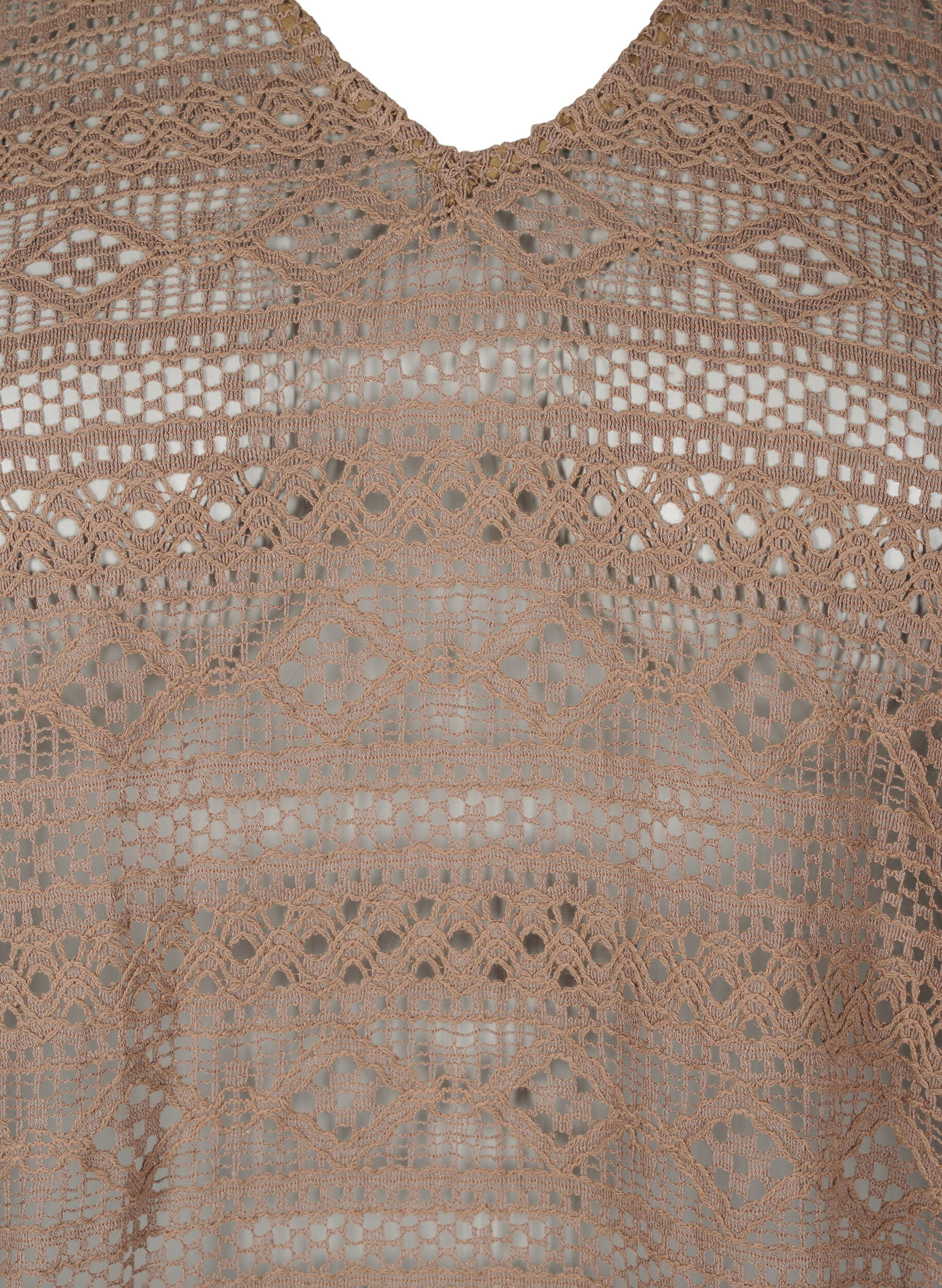 Zizzi Blouse met gatenpatroon en 3/4 mouwen, Bruin, Packshot image number 2