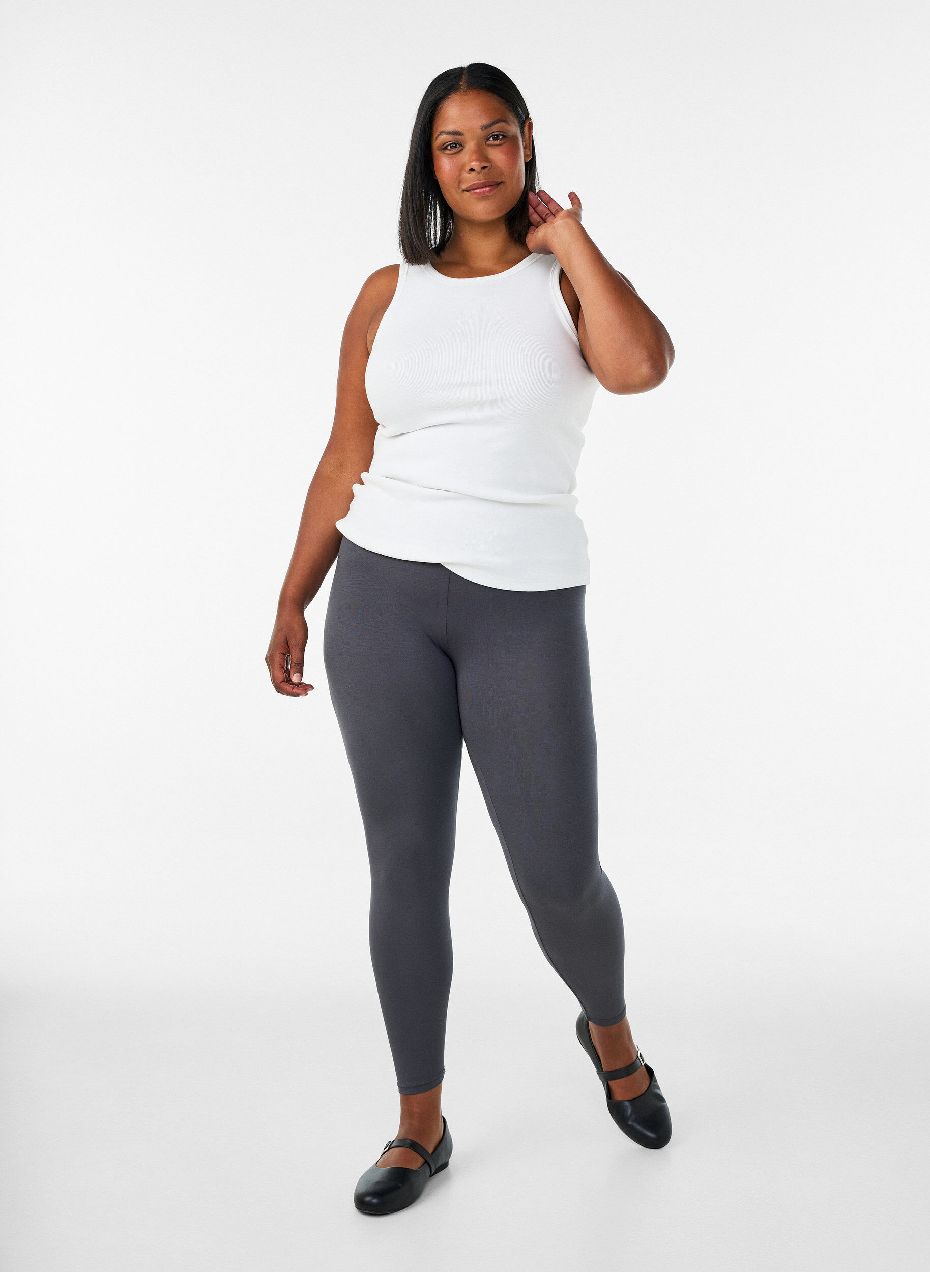 ZizziBasic legging in viscose, Grijs, Model image number 1