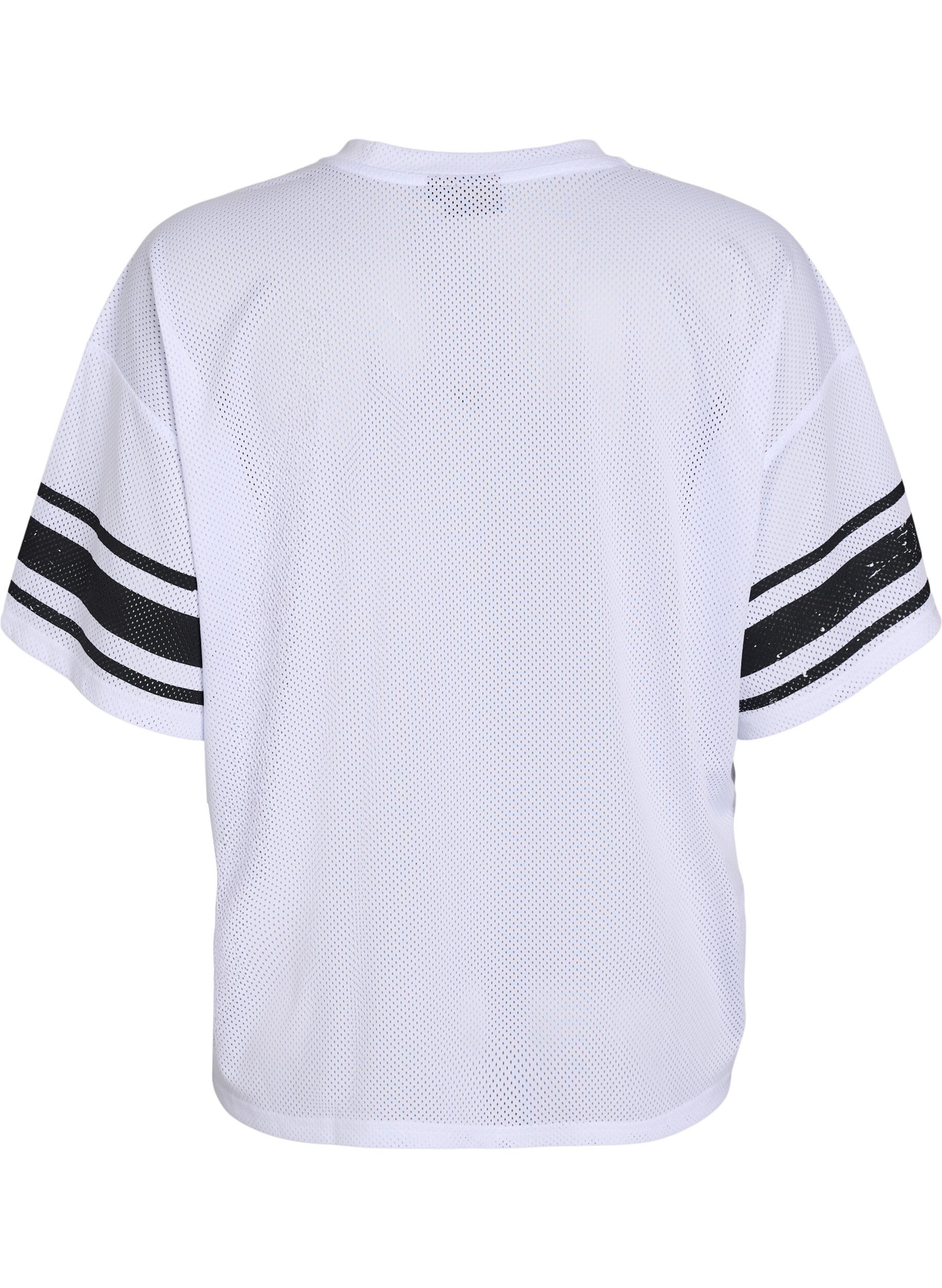 Zizzi Sporty T-shirt met print aan de voorkant, White, Packshot image number 1